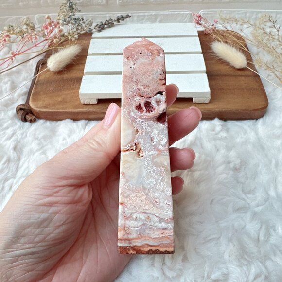 Beautiful Crazy Lace Agate Tower Obelisk - Picture 4 of 8